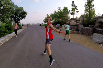 JC, one of our fast runners, mugs for the camera on the waterfront trail