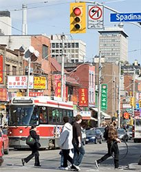A busy street in Toronto's Chinatown