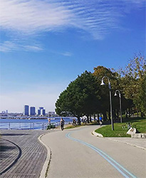 The Inukshuk sculpture along the Martin Goodman Trail